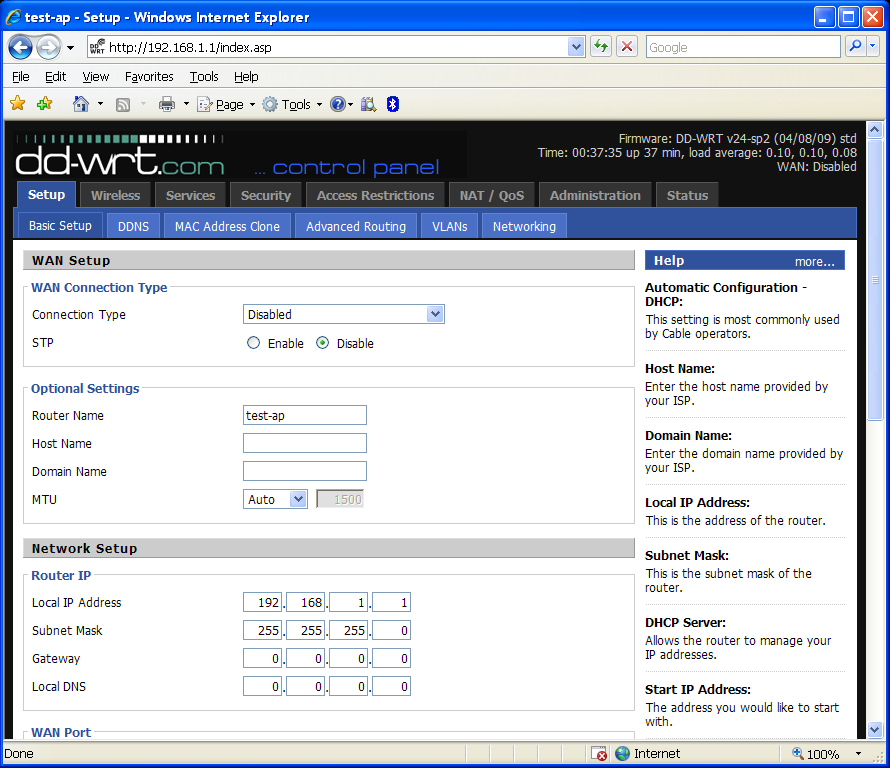 DD-WRT Basic Setup