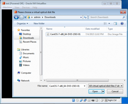 virtual box how to get a virtual optical disk file