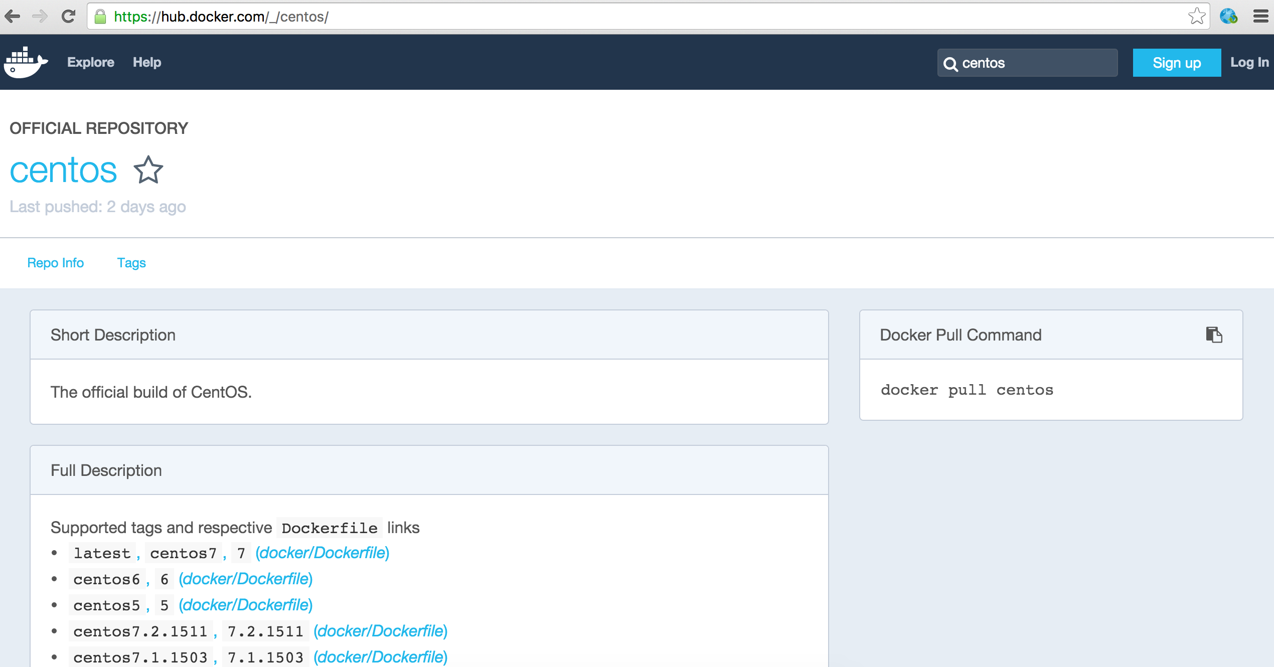 centos 7 docker image